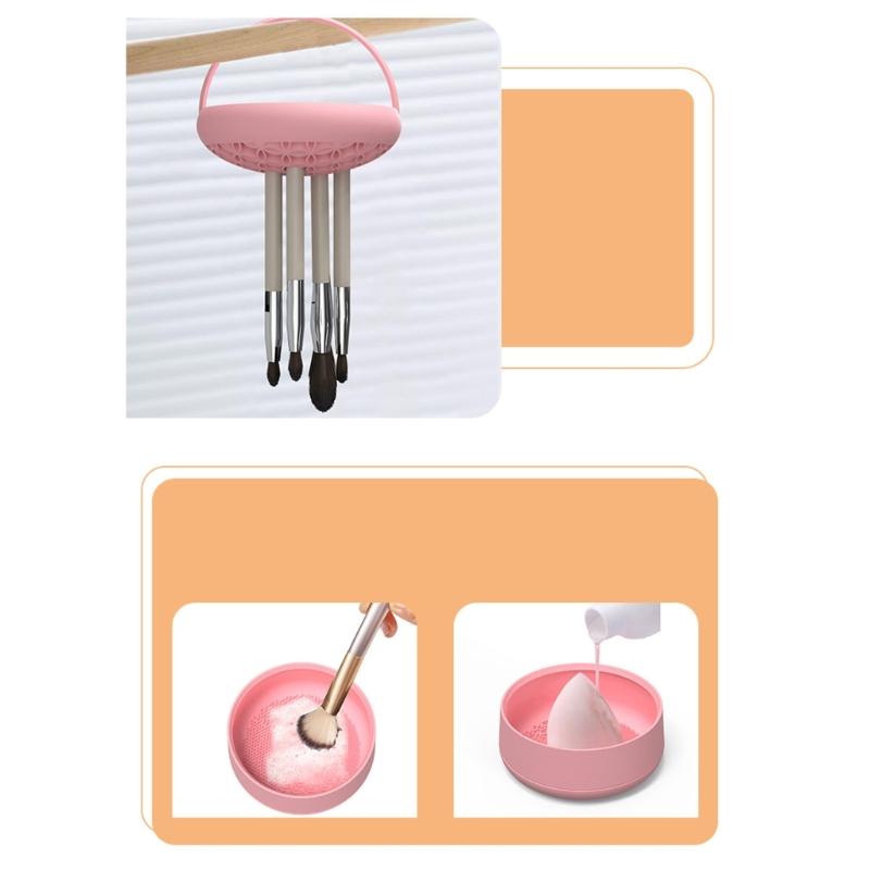3 in 1 Silicone Makeup Brush Cleaner Convenient and Portable to Cleaning Your Brushes for Women Girls