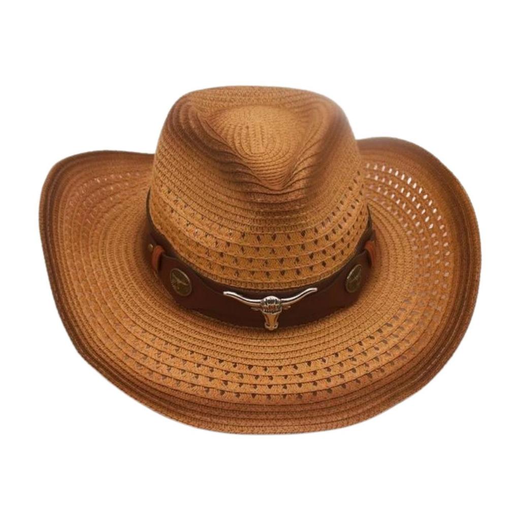 Spring And Summer Beach Windproof Sunscreen Straw Hat Men And Women Ethnic Style Western Cowboy Straw Hat