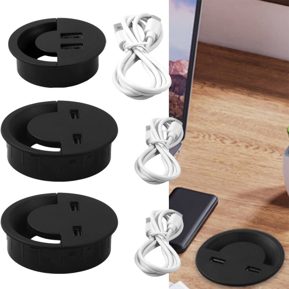 Home Office Workspace Organization Cable Hole Cover Cable Hole Cover With USB Ports USB Port Cover Desk Outlet Port