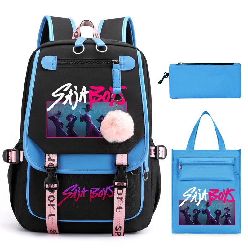 Sac à dos décontracté pour étudiant imprimé K-Pop Anime Dessin animé Sac fourre-tout tendance Trousse à crayons Ensemble