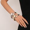 Exaggerated Geometric Wide Cuff Bangles for Women Men Punk Hip Hop Chunky Gold Silver Color Statement Bracelet Jewelry Gift
