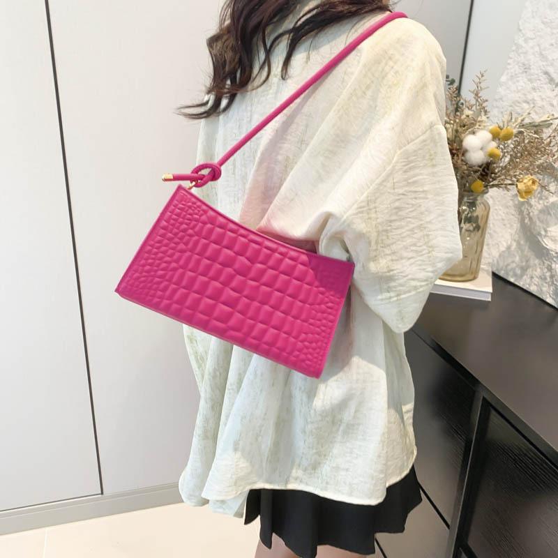Trendy Black Khaki Rose Red Green White Pu Underarm Bag Versatile Daily Use Small Square Handbag