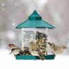 1 Set Bird Feeder Large Capacity Convenient Transparent House Shape Bird Hanging Food Container Home Supplies