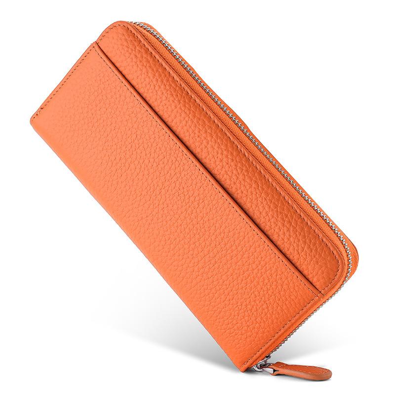 Customized leather long wallet women's high-end zipper women's clutch bag long large-capacity coin bag women
