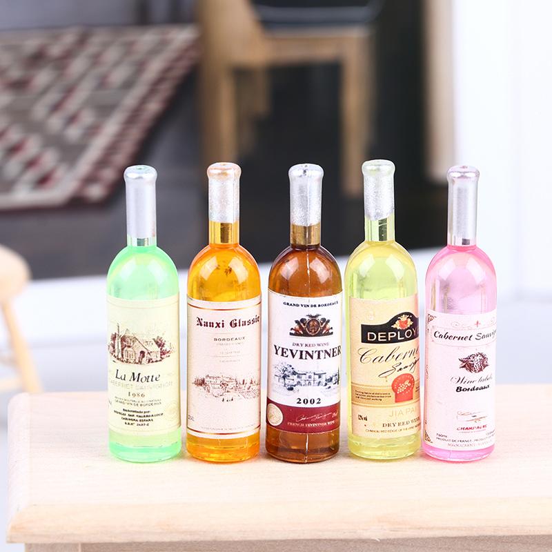 5 Stück 1:12 Puppenhaus Miniatur Simulation Weinflasche Küche Wohnzimmer Dekoration Zubehör