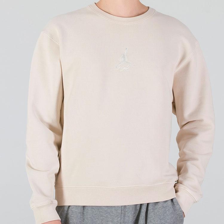 Air Jordan Heritage Fleece Crew Sweatshirt With Embroidered Logo Men Sweatshirt Beige DO2308-104