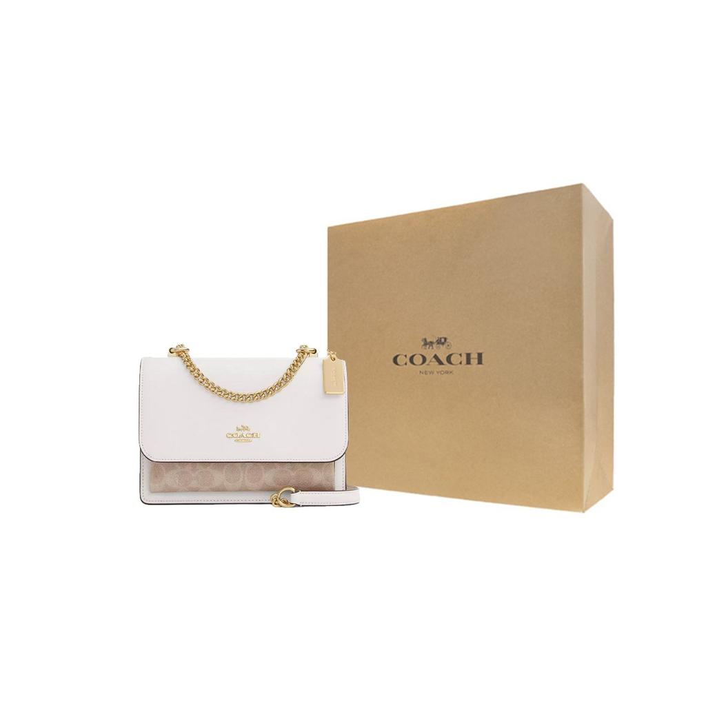Coach Klare 22 Brand Logo Snap Closure Coated Canvas And Smooth Leather Crossbody Shoulder Bag Small Women bags Chalk CV978-IMXDM