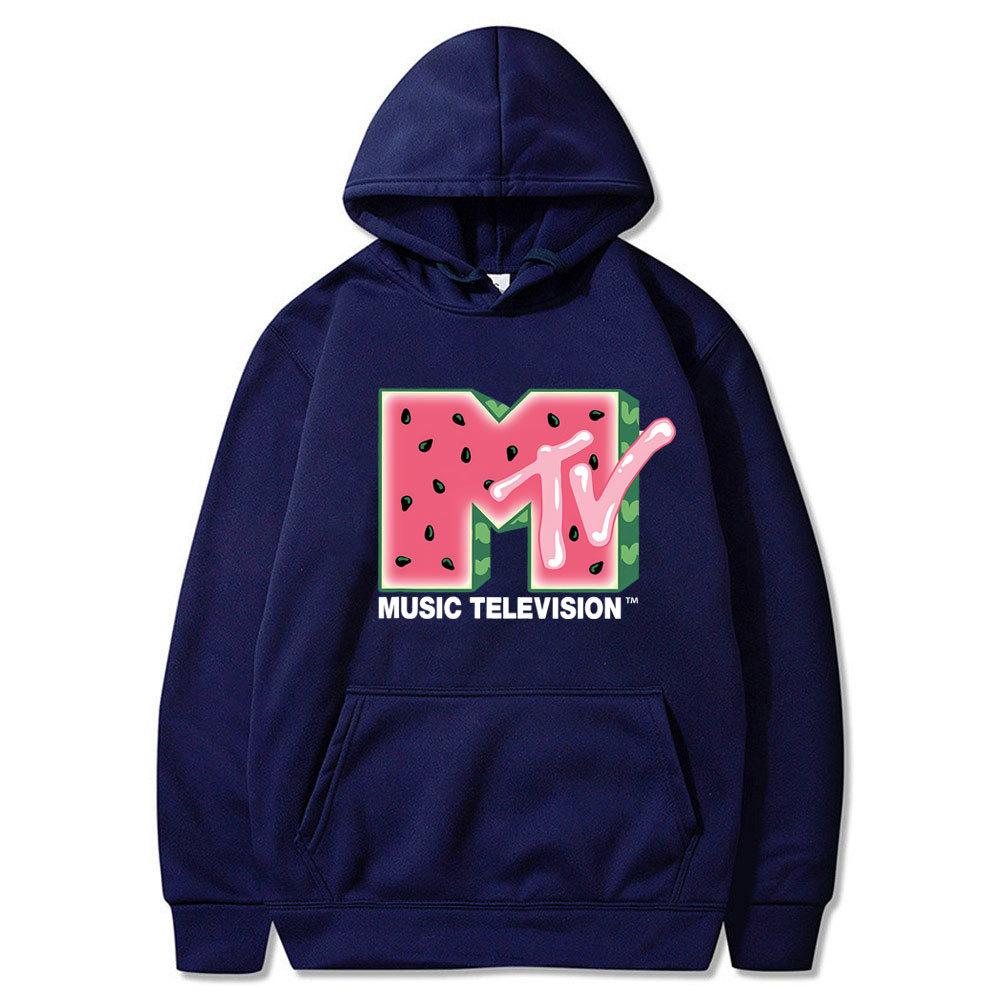 MTV Music Television Watermelon Potlač Mikiny s kapucňou Módna mikina Hip Hop Ležérne Unisex Jesenné Zimné Flísové Topy Sudaderas