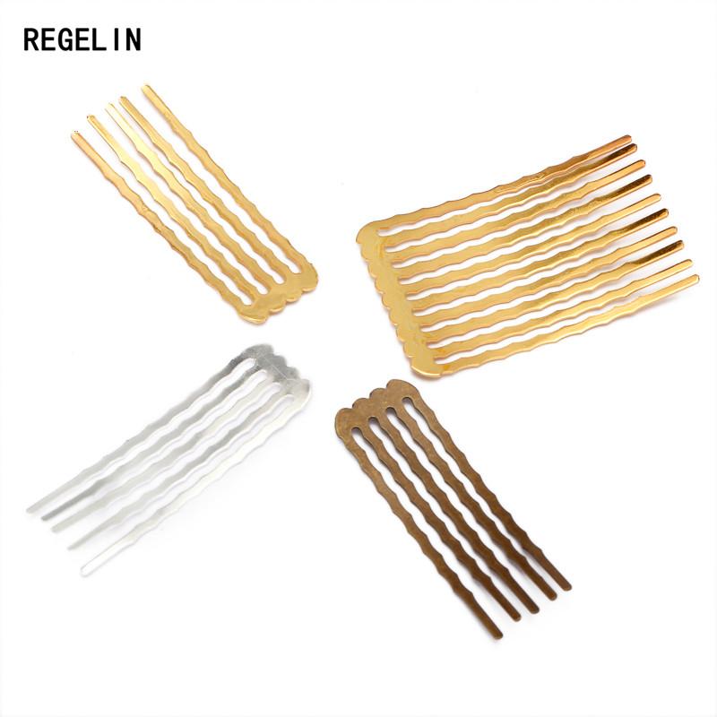 REGELIN 10pcs/lot 50mm 5/10/13teeth Copper Comb Hair Jewelry Making Finding Charm Women Hairs Findings Barrettes Retro Headwear