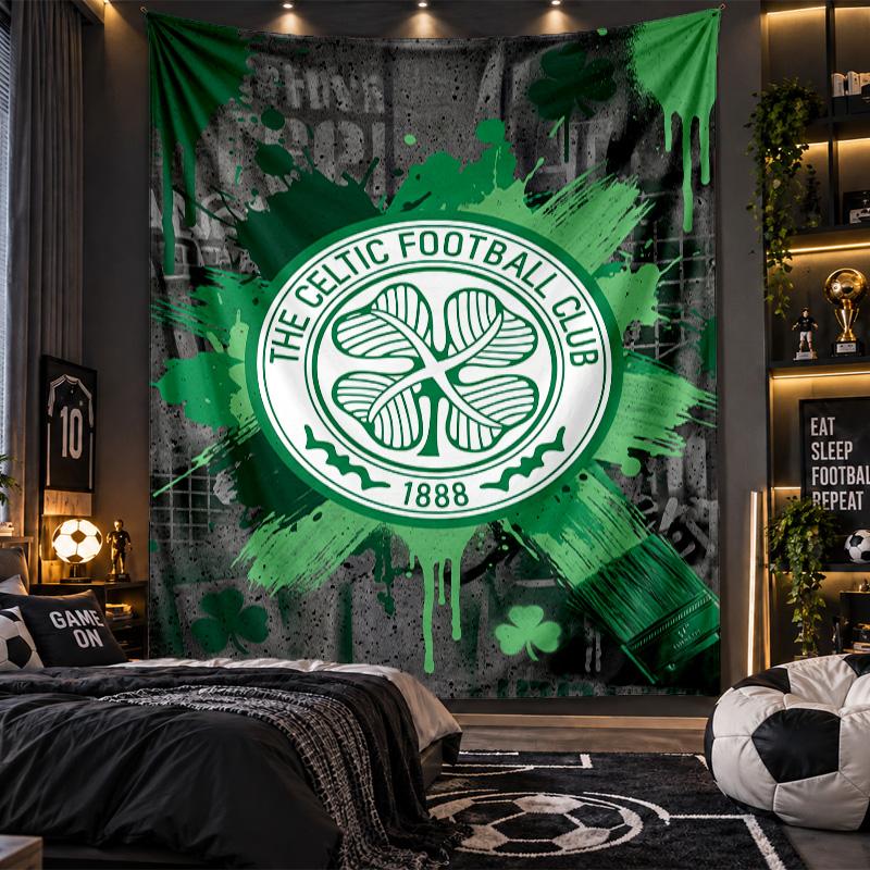 Wall Hanging Tapestry Celtic FC Print Cloth for Living Room Bedroom Home Decor