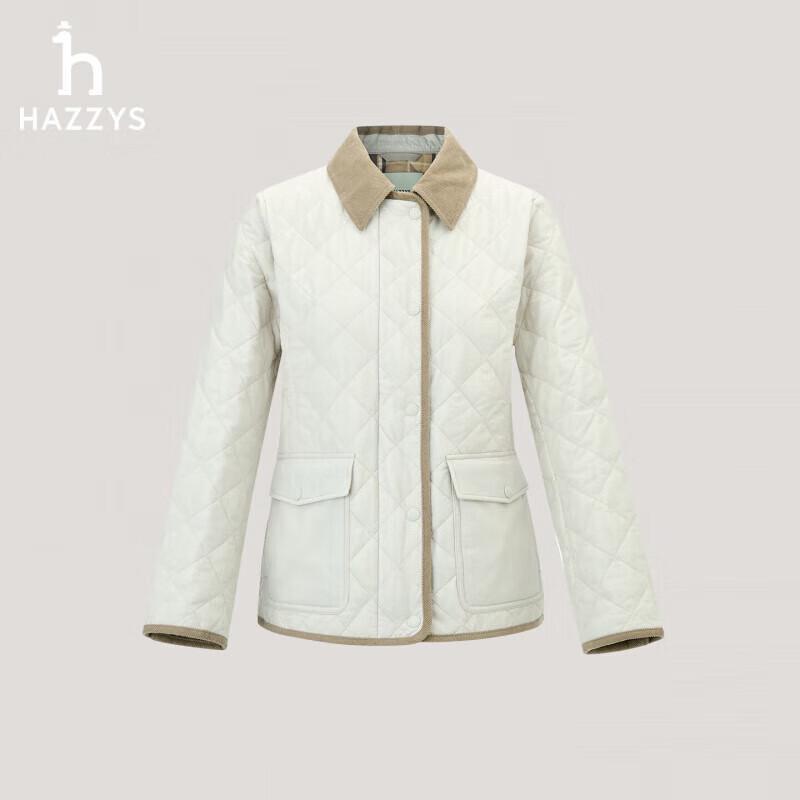 

HAZZYS Women s 2025 Autumn Corduroy Collar Diamond Quilted Cotton Jacket M