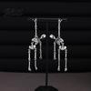 Cool Punk Earrings 1 Pair Halloween Earrings Spooky Gothic Skeleton Dangle Chic Accessories Drop Skull Articulated Jewelry for Women Trendy Holiday
