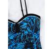 Costume da bagno da donna a tre pezzi con stampa a foglie Top con spalline sottili Slip Gonna con coulisse