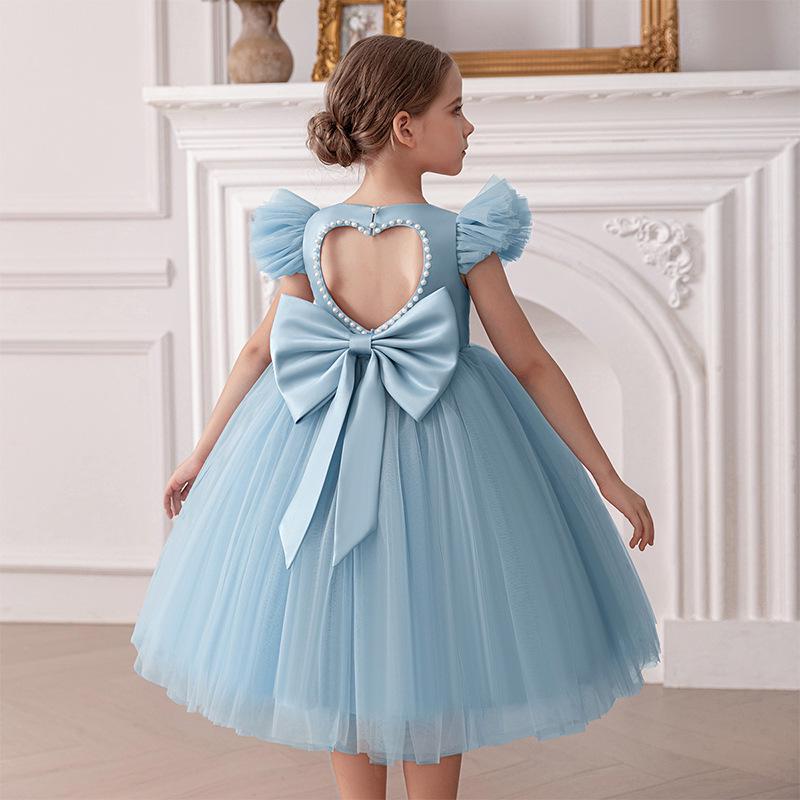 Puff Sleeve Princess Dress for Girls - Birthday, Party, Piano Performance, Flower Girl Formal Wear