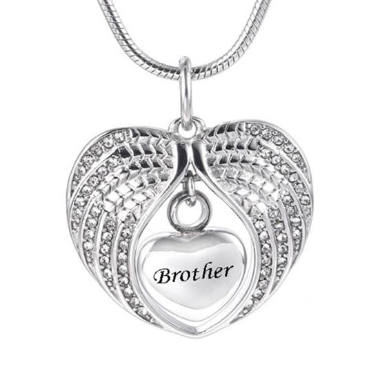 Buy Lucky Jewelry Fashion Dad Mom Son Rhinestones Inlaid Wing Heart Clavicle Chain Necklace