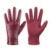 [Genuine Leather Gloves] Stylish Genuine Leather Women's Touchscreen Gloves - Black, Three-Button, Soft Winter Gloves, Casual Outdoor Gloves