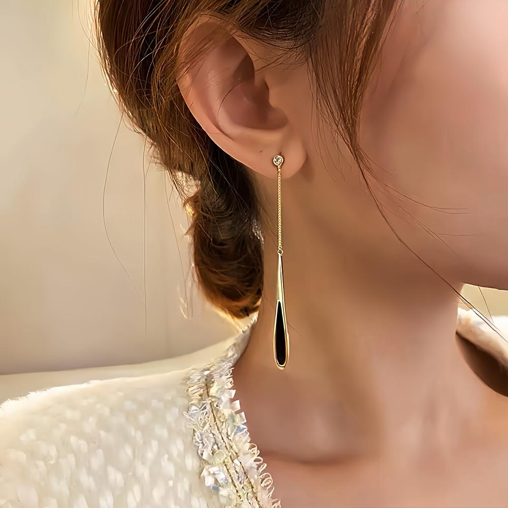 Golden Water Droplet Tassel Earrings, Anti Fading and Comfortable Design, Simple and Elegant, High-quality, Perfect for Women's Jewelry Accessories