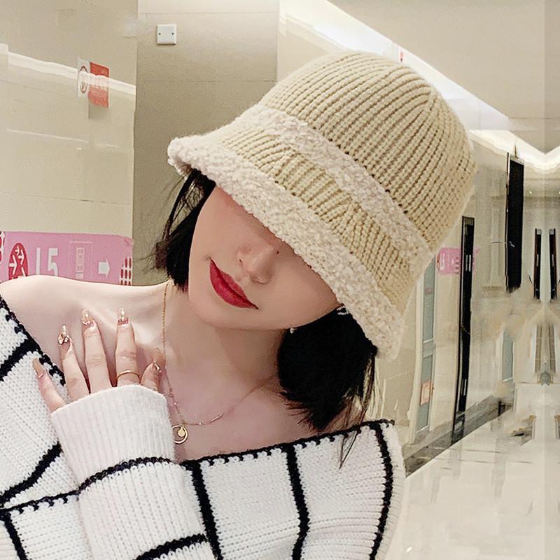 Retro Style Knitted Bucket Hat With Alphabet Details For Girls Winter Fashion And Cozy Comfort Beige
