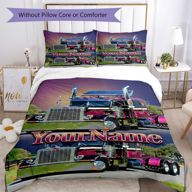 Kw Camions Lourds Personnalisez votre nom Ensemble de Literie Housse de Couette Respirante avec Taies d'Oreiller Décoration de la Maison Cadeau d'Anniversaire