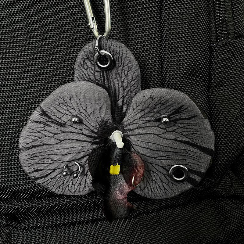 Sweet Exquisite Phalaenopsis Orchid Keychain Creative Simulation Flower Pendant Fashion Backpack Hangings Decor Accessories Gift
