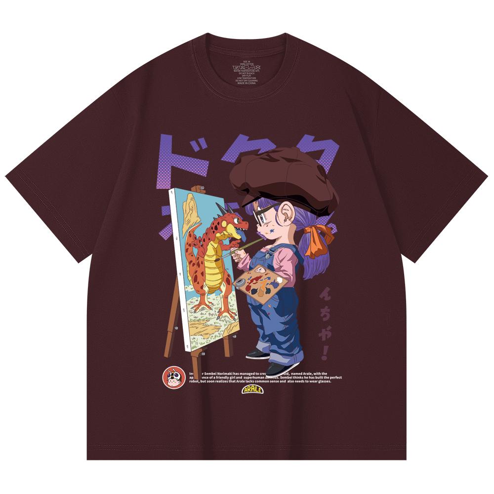 

230 Gsm 100% Cotton Dragon Ball V10 Arale Print Unisex Heavy Cotton T Shirt 2XL