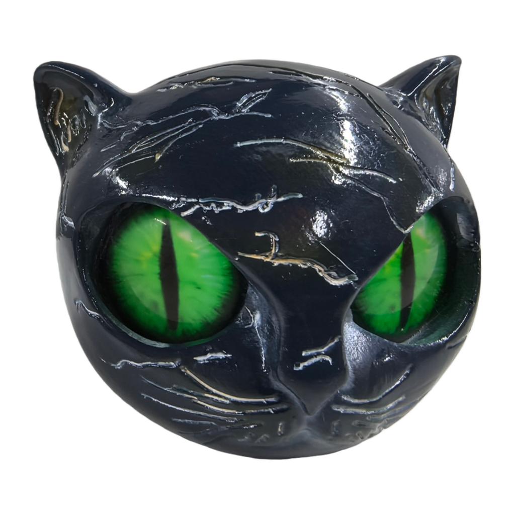Black Cats Stone Sculpture Resin Cat Head Figurine Healing Stone Marble Texture Cat Stone Halloween Home Decor For Cat Lovers
