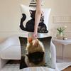 L-Little Black Cat Couple Pillow Cute Cushion Cover Daily Washable Linen Pillowcase Soft For Sofa Bed Home Room Decor