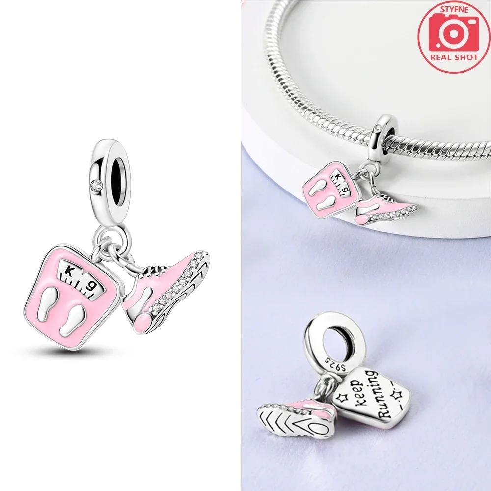 

Charms Copper Pink Weighing Scale Sports Shoes Beads Fit Charms Plata Original Bracelet Beads Women Jewellery Making