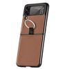 Lett Slim Folding Design Lærveske For Samsung Galaxy Z Flip3 Flip 3 5g Med Ring Holder Protective Coque