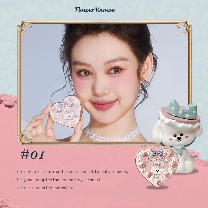Never's Shop Collection Flower Knows Velvet Blush Cute Makeup Blushes Cruelty-Free Powder Blush Shape Face for a Matte Finish