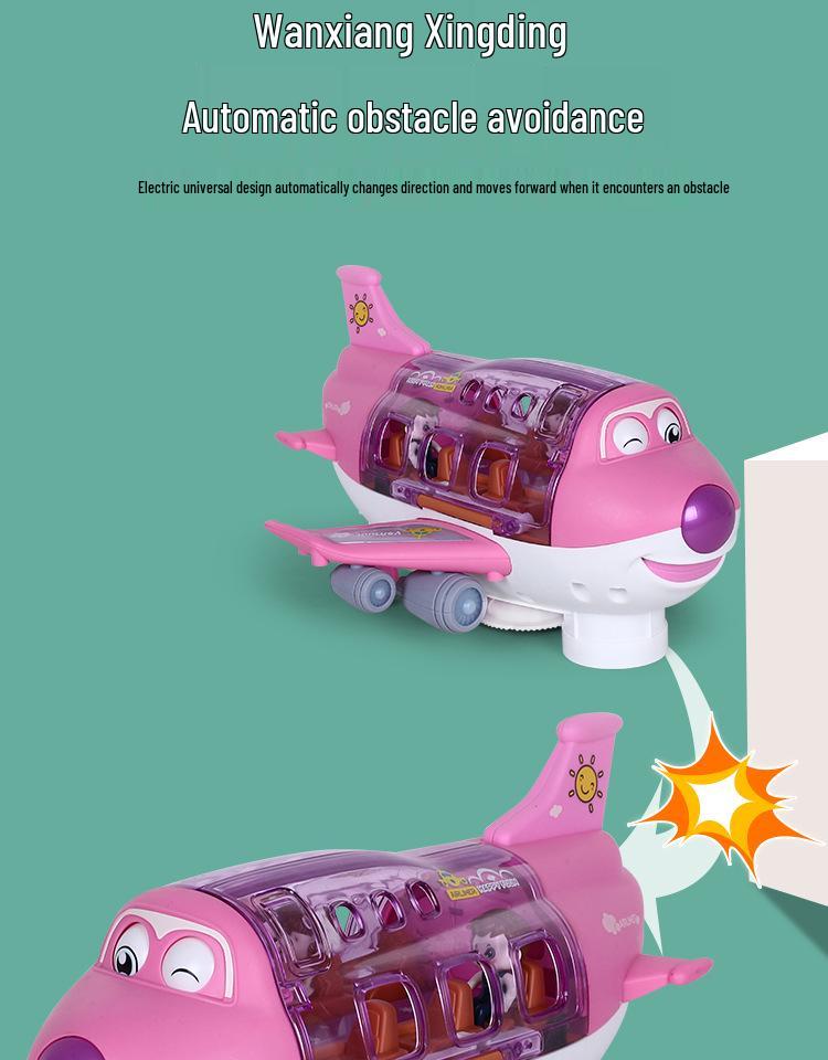 Electric Q-Cute Passenger Airplane Toy with Music & Lights - 360° Rotating Children's Car