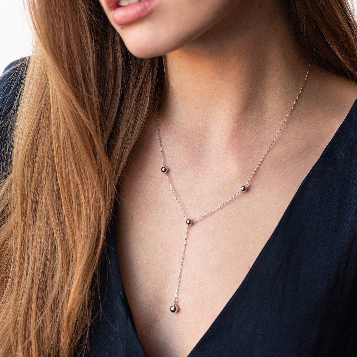 

Срібне кольє - краватка Кульки Oniks 46 срібний