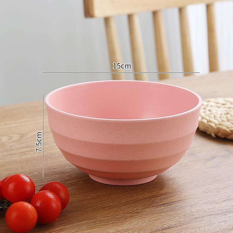 Eco-friendly Wheat Straw Rice & Salad Bowl Set - Reusable, Versatile & Durable Plastic Bowls for Instant Noodles, Rice, or Salad.