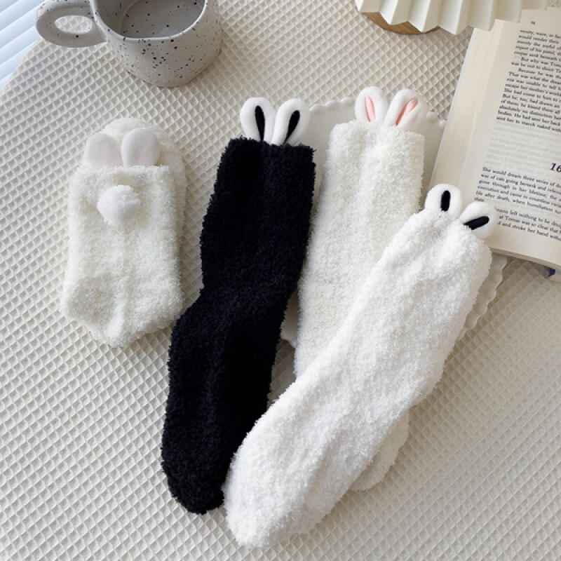 Hetz Warm Winter Rabbit Sleep Socks Microfiber Medium black