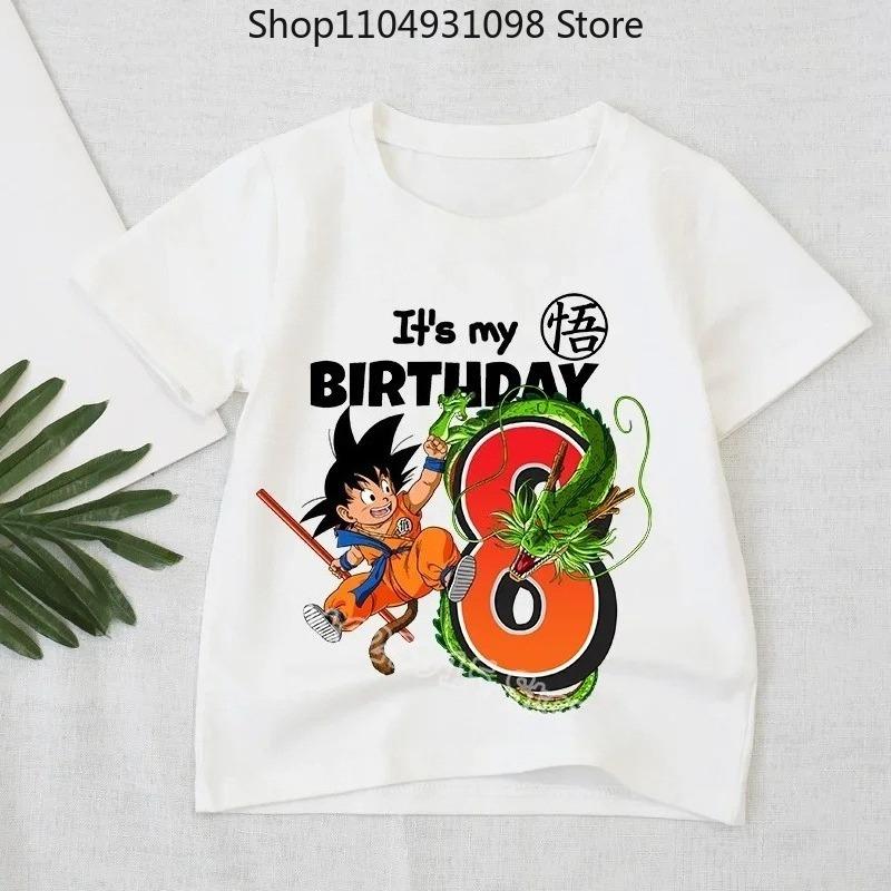 Dragon Ball T-shirt Boys Number Clothes Fashion Goku Anime Figure Print Clothing Tops Kids Summer Breathable Tops Birthday Gift