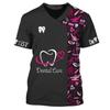 Zahnärzte Shirts O-Ausschnitt personalisierte Krankenschwestern Damen T-Shirt Uniform 3D-Druck Kurzarm Overalls weibliche Oversize Damen Kleidung