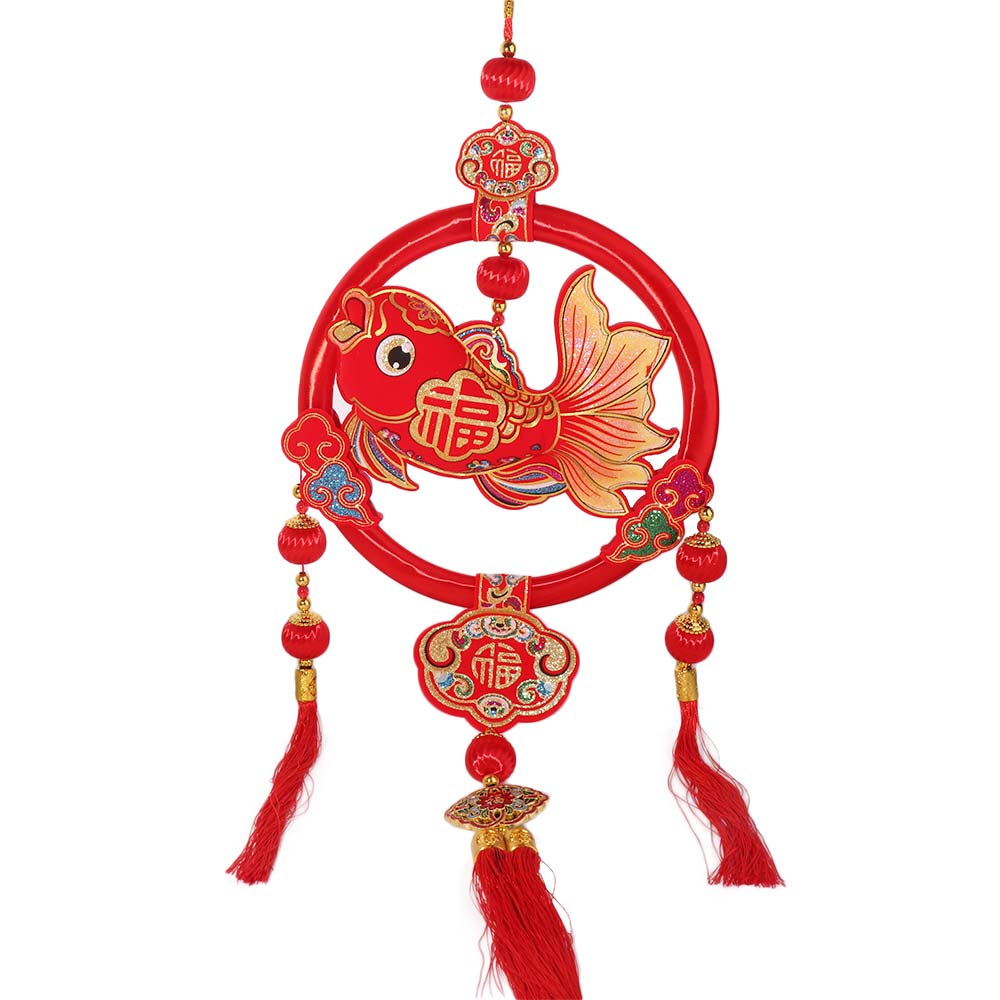 Chinese New Year New Year Fish Pendant Traditional Red Lucky Bag Pendant Tassels Hanging Spring Festival Ornament