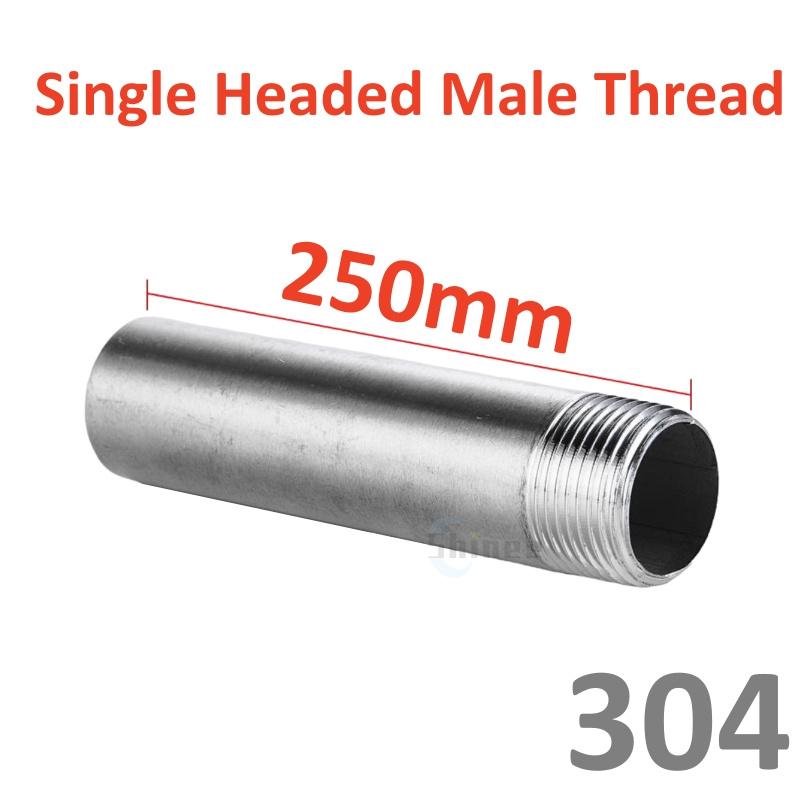 50/200mm Length 1/8" 1/4" 3/8" 1/2" 3/4" 1" -2" single-head Male Threaded Pipe Fittings Stainless Steel SS304 Connector Adapter