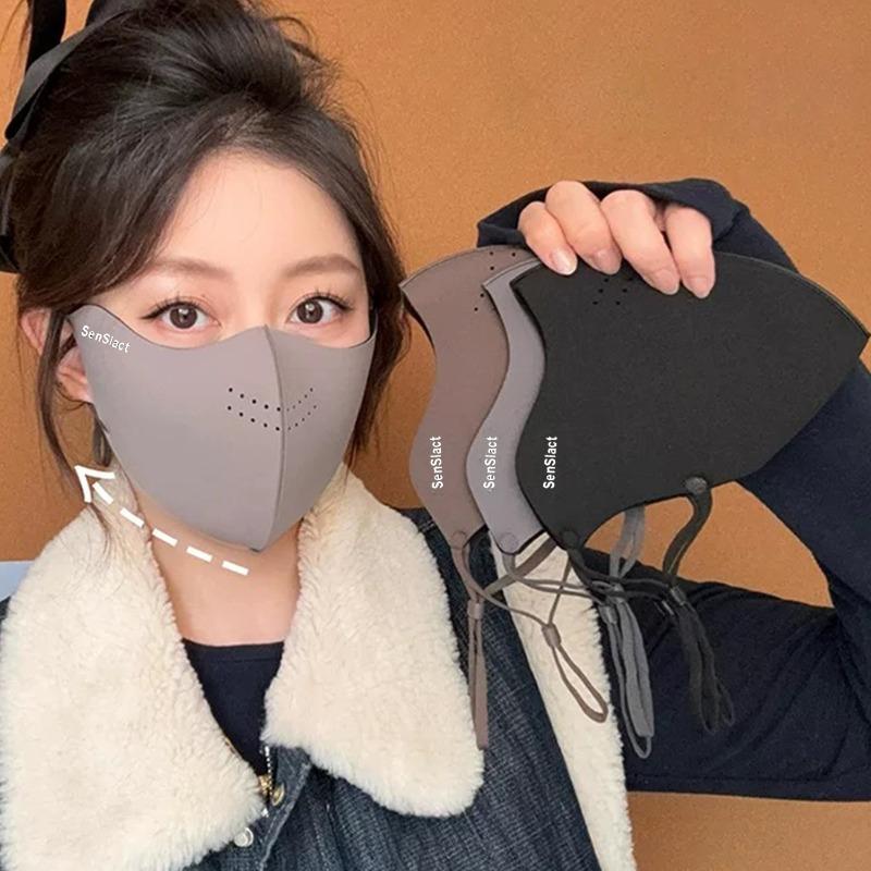 Winter Windproof Cold-proof 3D Thin Fleece Mask Warm Comfort Breathable Solid Color Outdoors Face Masks for Men 2025