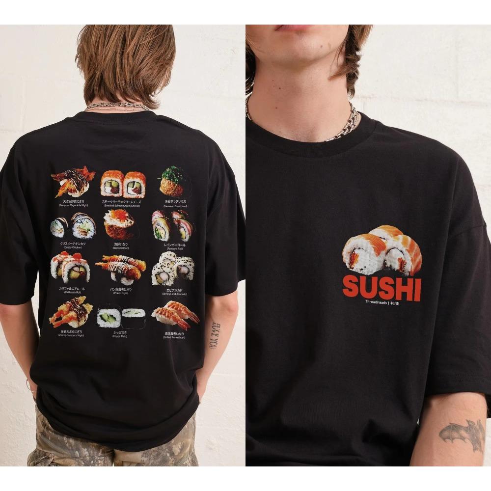 Sushi Graphic Mens TShirt Fashion Short Sleeve Cotton Tees Vintage Tops Summer Shirt Mens Clothing Streetwear Comfortable