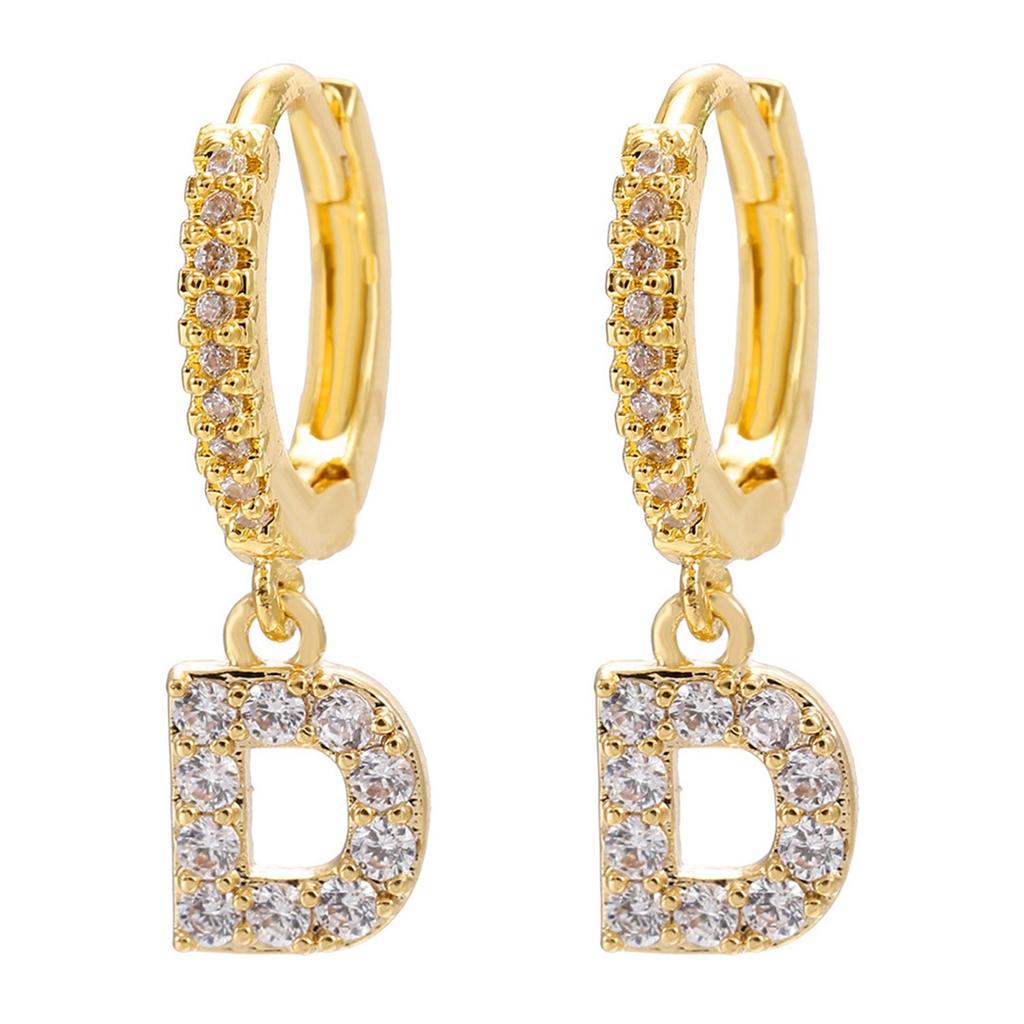 A Pair Of Zircon Earrings With Letters