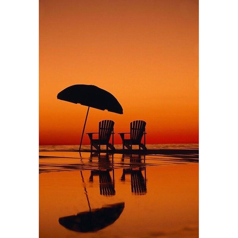 New 5D DIY Diamond Painting Beach Sunset Diamond Embroidery Scenery Cross Stitch Full Round Drill Crafts Home Decor Gift
