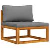 Modular Center Sofa with Dark Gray Cushions Solid Acacia Wood