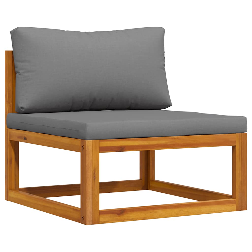 Modular Center Sofa with Dark Gray Cushions Solid Acacia Wood