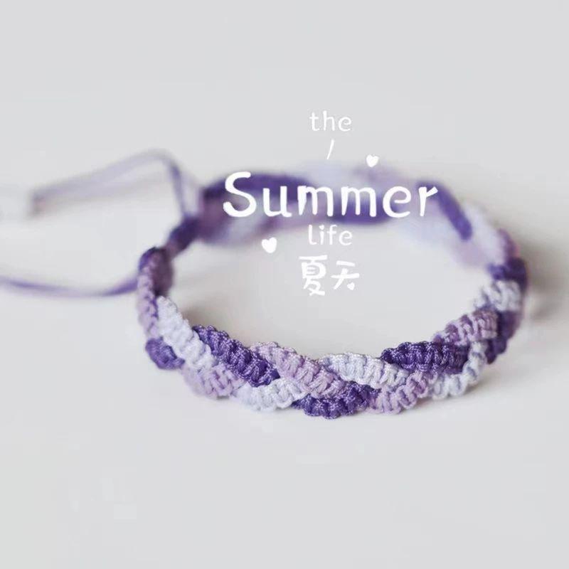 

Трехцветный градиентный плетеный шнур Широкий ремень для переноски Браслет дружбы Сделай сам Готовое изделие Плетеный шнур Подарок ручной работы для парня Purple handmade Patchwork hand rope [finished]]