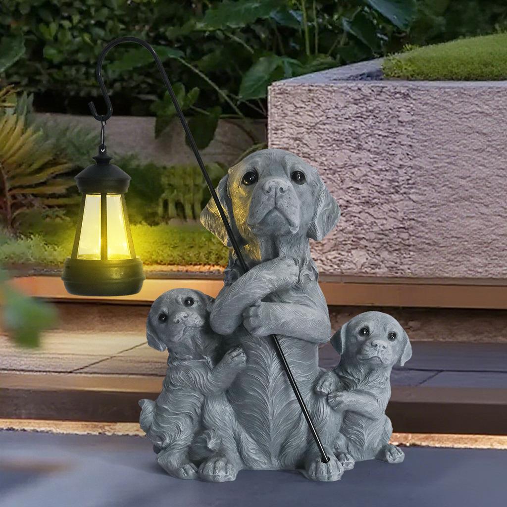 JYL TS/112,Resin Cement Color Dog Solar Outdoor Light Statue for Villa Sculpture Corridor Lamp