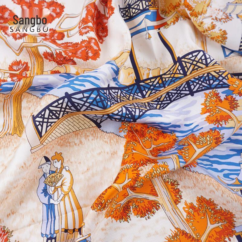Sangbai Garden Journey Double-Sided Silk Scarf