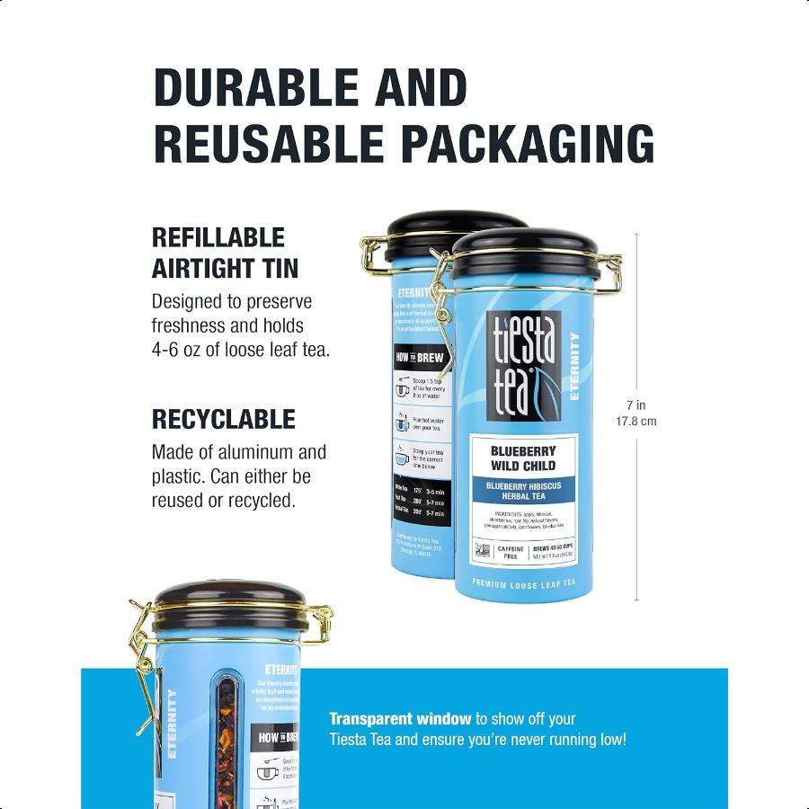 Tiesta Tea Blueberry Wild Child Loose Leaf Blueberry Hibiscus Herbal Tea Premium nCaffeinated Blend Make Hot or Iced Brews Up T