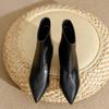 Soft Leather Pointed Short Boots Women's New Spring and Autumn Single Boots Thick Heel Medium Heel Thin Autumn High Heel Boots Bare Boots