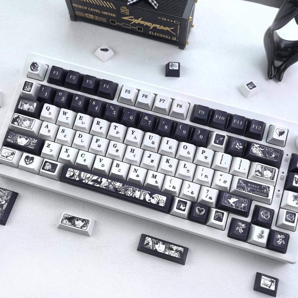 MAIMOOO Makima Keycaps Korean Russian Cherry Moa Pbt Thermal Sublimation Customized Keyboard KeysCaps Black And White
